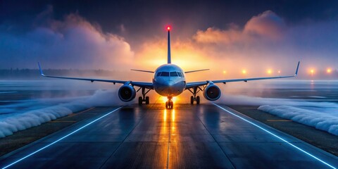 Foggy Runway Takeoff: Anticipation, Anxiety, Uncertainty Drone Photography