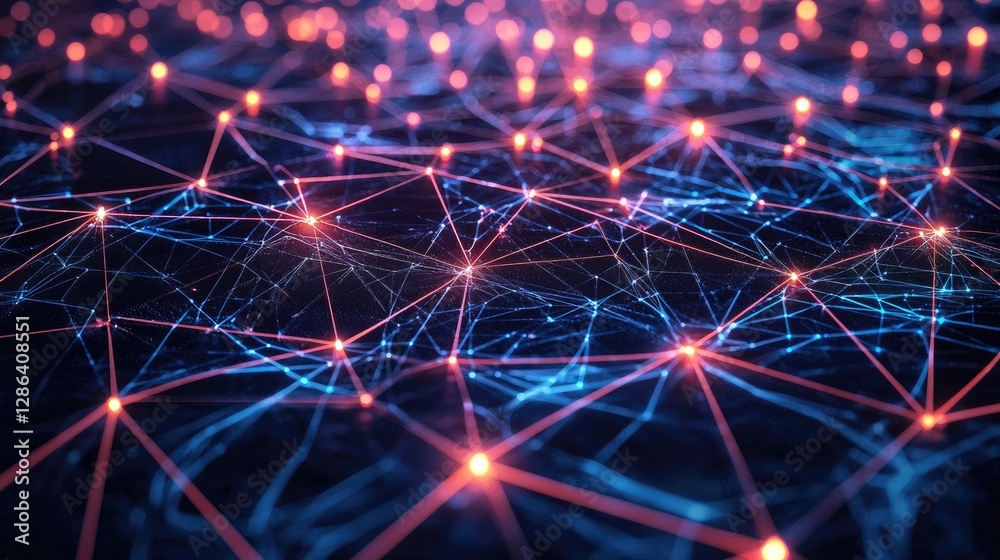Poster abstract network of connected dots and lines in digital design