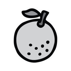 Citrus orange or lemon doodle icon hand drawn with black line in freehand style and colored monochrome grey. Vector illustration isolated on white background