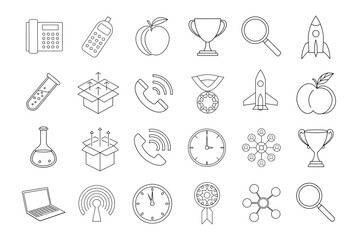 editable line art of project icon set on white background 