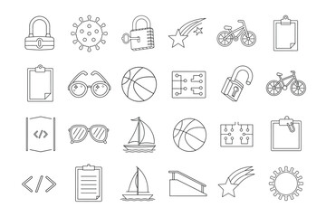 editable line art of project icon set on white background 