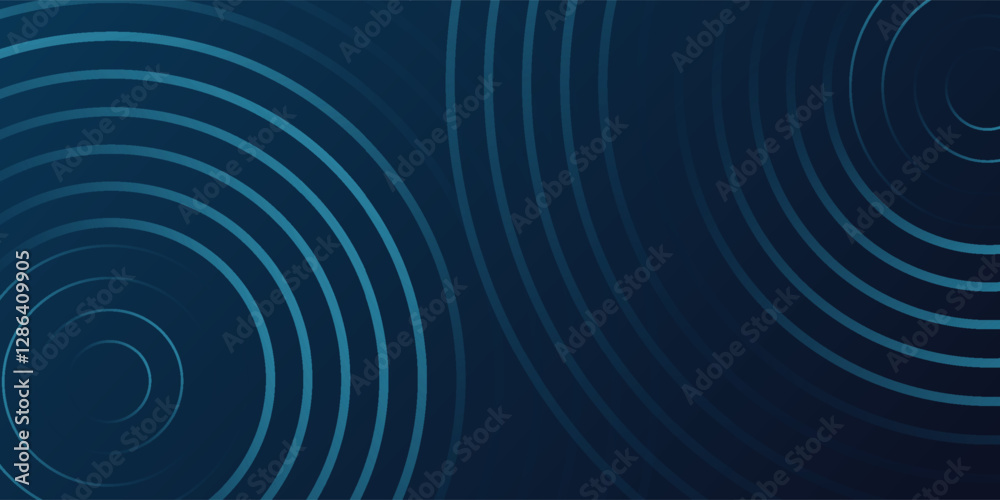 Wall mural circle lines abstract vector background. minimal geometric circular dark blue pattern. technology de