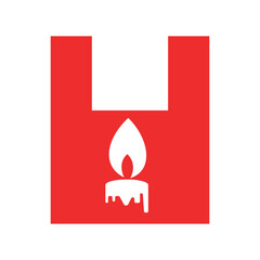 Initial candle Logo combine with letter H vector template