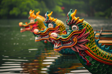 Beautiful holiday composition for happy celebrate chinese dragon boat festival, abstract vivid composition consists of fictional unreal fantastic vision on background