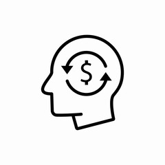 Financial thinking head icon vector sign
