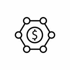 Money network connection icon vector sign