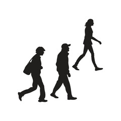  Transparent available random people walking Black silhouette vector art  