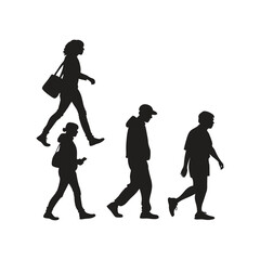  Transparent available random people walking Black silhouette vector art  