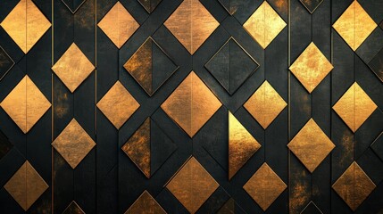 Elegant black and gold hexagonal geometric pattern banner with modern luxury feel, background wallpaper AI generated image