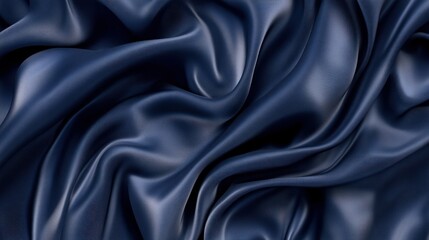 Obraz premium Luxurious silk fabric creates a soft flowing pattern in deep blue, background wallpaper AI generated image