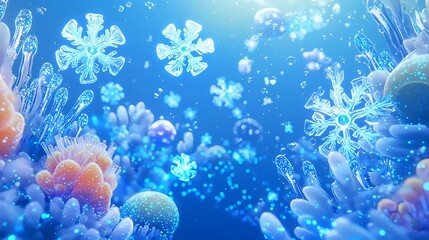 Winter Snowflake Background, Christmas Abstract, Festive Holiday Season Wallpaper