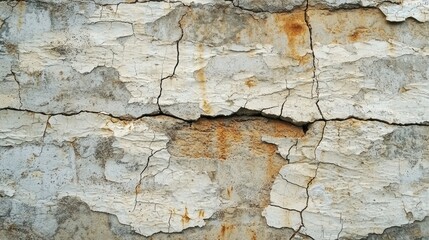 Fototapeta premium A textured brick wall with visible cracks and weathering.