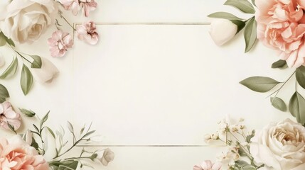 Elegant wedding invitation mockup with floral decoration, gold foil details and blank space for text background wallpaper AI generated image
