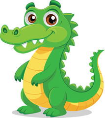 Cartoon Green Crocodile Character Illustration for Children's Content