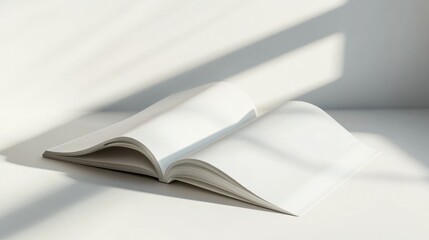 Magazine paper mockup with open pages showing page curves background wallpaper AI generated image
