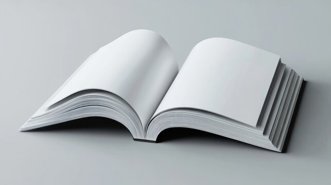 Magazine paper mockup with open pages showing page curves background wallpaper AI generated image