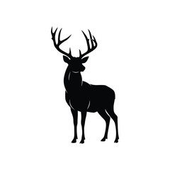 Majestic Deer Silhouette Elegant Wildlife Vector Illustration