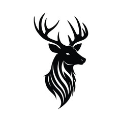 Majestic Deer Silhouette Elegant Wildlife Vector Illustration