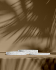 Stylish Podium Background with Warm Tones and Soft Shadows