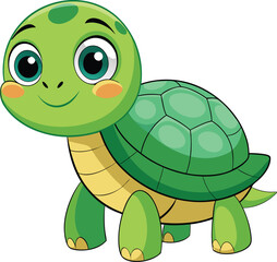 Cute Green Sea Turtle Cartoon Illustration for Children's Content