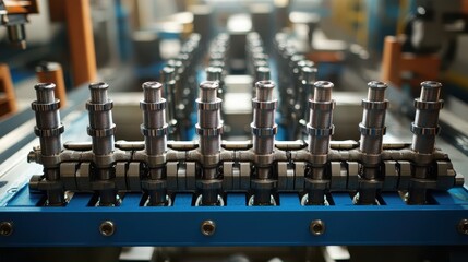 A detailed close-up of a complex machine featuring numerous interconnected metal pipes showcasing intricate engineering design elements.