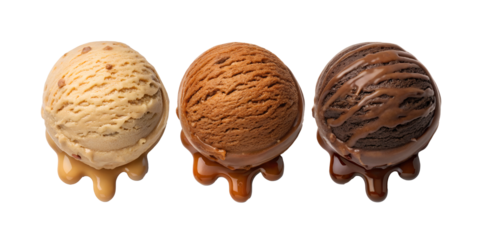 Indulge in Soft Chocolate, Cocoa, and Coffee Ice Cream in Three Unique Styles, PNG Transparent
