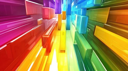 Abstract Colorful Glass Rectangles Background with Vibrant Transparency and Reflections