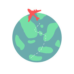 green globe with airplane