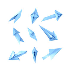 Blue Origami Arrows Flying Dynamic Design Abstract Art