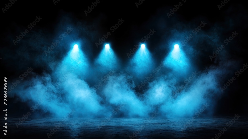 Canvas Prints Dramatic blue spotlight effect with smoke on stage creating an atmospheric backdrop for performances