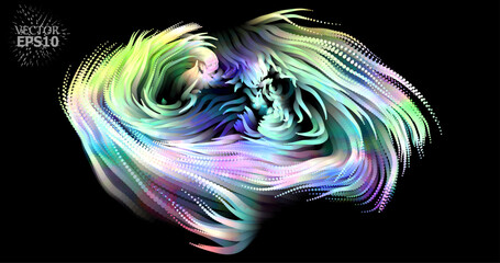 Colorful abstract texture created with Gradient flow and 3D structure imitate the movement of liquid or wind. Vibrant colors, volumetric waves and digital noise create a sense of depth and dynamics. I