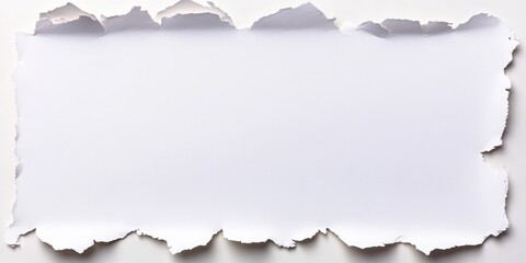 Obraz premium A torn piece of paper lies on a surface, displaying rough edges and a distressed appearance, suggesting use or neglect.