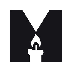 Initial candle Logo combine with letter M vector template