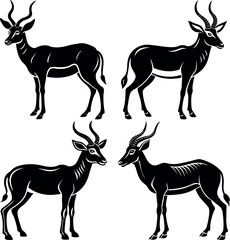 Stylized Antelope Silhouette Vector Icon – Wildlife & Nature Theme.