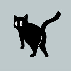 Black Cat Leaving and Looking Back