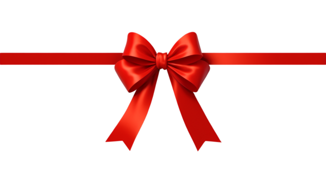 red horizontal ribbon and bow, for gift. overlay template isolated Transparent background, creative design decoration, Regular and round bows, PNG format