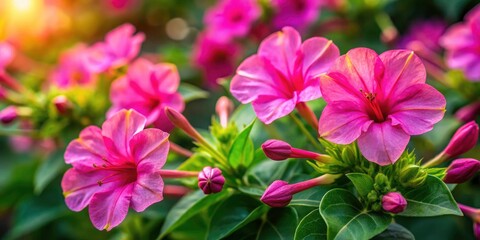 September Blooms: Pink Mirabilis Jalapa Flowers, Night Blooming Marvel,  Close Up Photography, Floral Wallpaper, Botanical Image, Beautiful Flowers