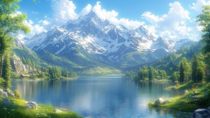 Fototapeta premium Alpine Lake Scenic View (1)
