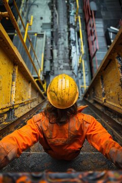 Worker in a yellow helmet