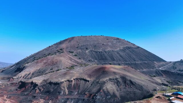 Divlit Volcano Cone and Kula geopark - Kula Salihli UNESCO Global Geopark and 4k divlit volcano view with drone