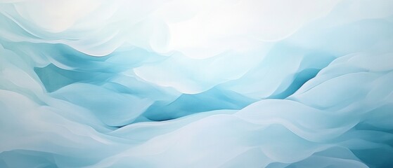 Obraz premium Abstract light blue waves flowing peacefully, soft gradient backdrop, tranquil ocean-like texture, serene artistic illustration for modern design.