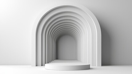3d render, abstract minimal architectural background, arch niche, room