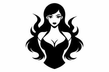 hot lady icon set silhouette vector