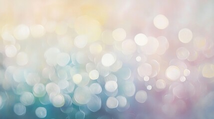 Obraz premium Bokeh background with soft pastel colors, blurred circles of light, abstract light texture for designs, posters, and seasonal themes.