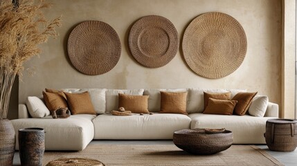 Living Room Interior Featuring Sectional Sofa and Neutral Decor Elements