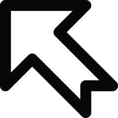 Minimalist black arrow icon pointing upwards to the left on a clean white background. Represents direction, movement, progress, or navigation. Ideal for design, user interface, and direction-themed gr