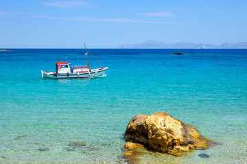 The Aegean Sea with crystal clear turquoise waters. Koufonissia, Small Cyclades, Greece