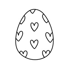 Cute decorated Easter egg isolated on white background. Vector hand-drawn illustration in doodle style. Perfect for holiday designs, cards, logo, decorations.