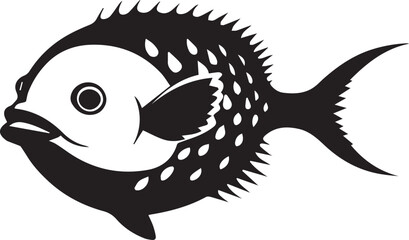 A black and white Puffer Fish silhouette design - Puffer Fish silhouette design