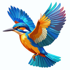 Vibrant Kingfisher in Flight – Geometric and Origami-Inspired Illustration with Bold Blue and Orange Plumage